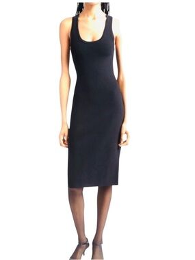 H&M Black Ribbed Tank Sleeveless Bodycon Scoop Neck Midi Dress NWT Size XL